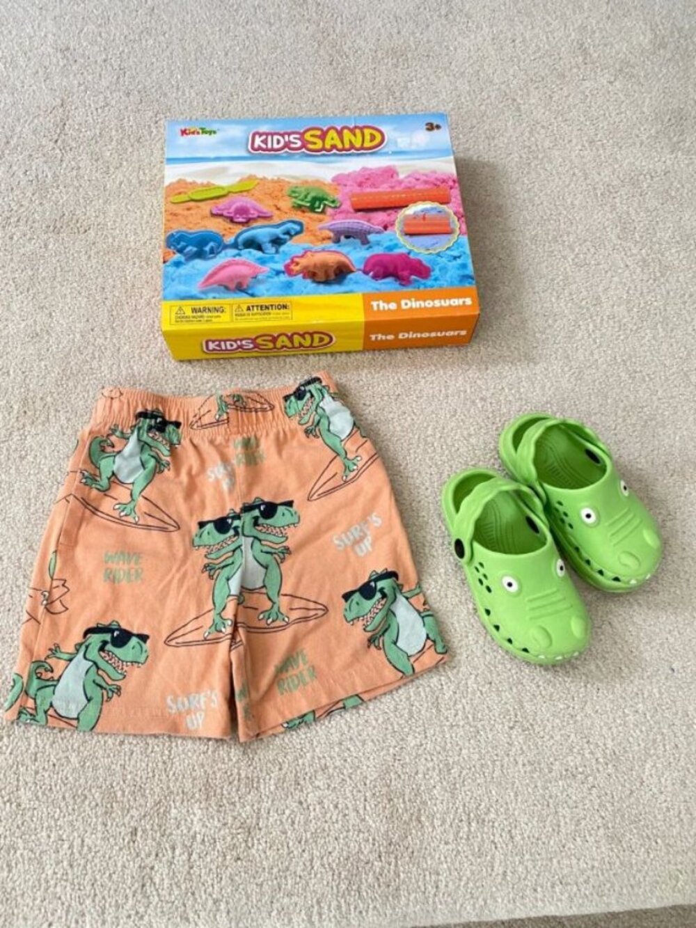 Kids Toys Magic SandDinosaur  New Boys Shorts Size 3 Aligators Surf + Crocs Sz 7